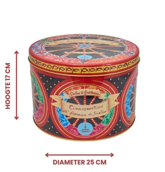 1000gr Donkere Chocolade Panettone in Dolce & Gabbana tinnen blik
